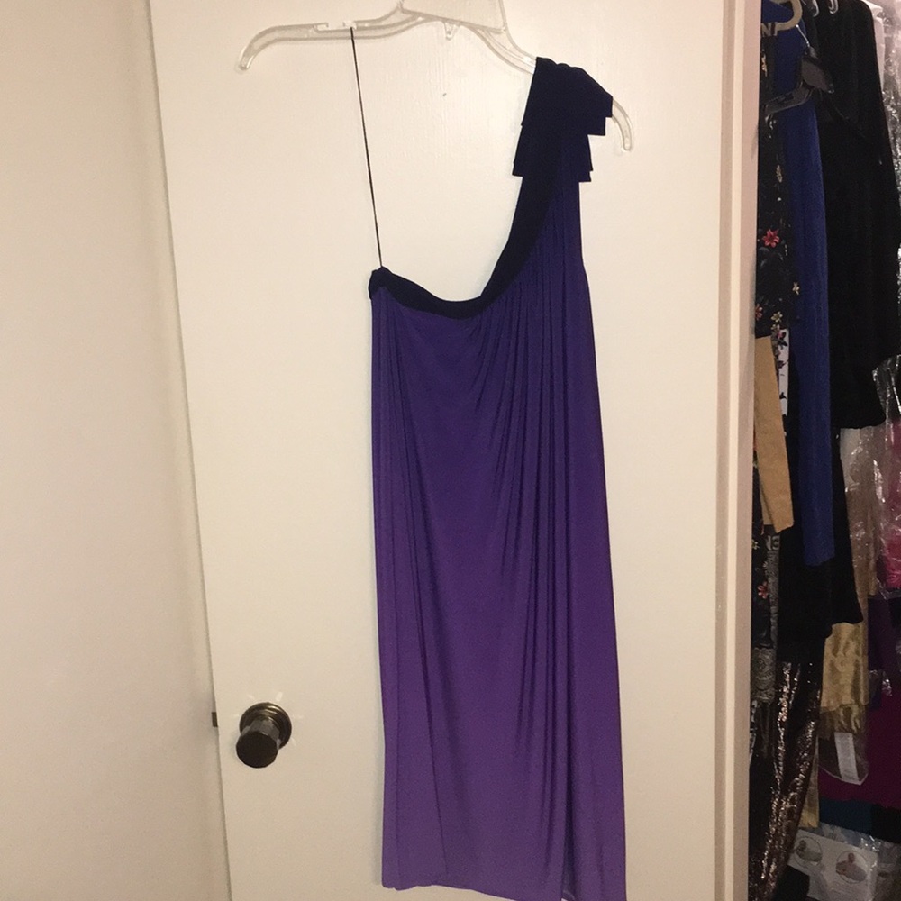 Donna Morgan One shoulder purple ombré dress 10